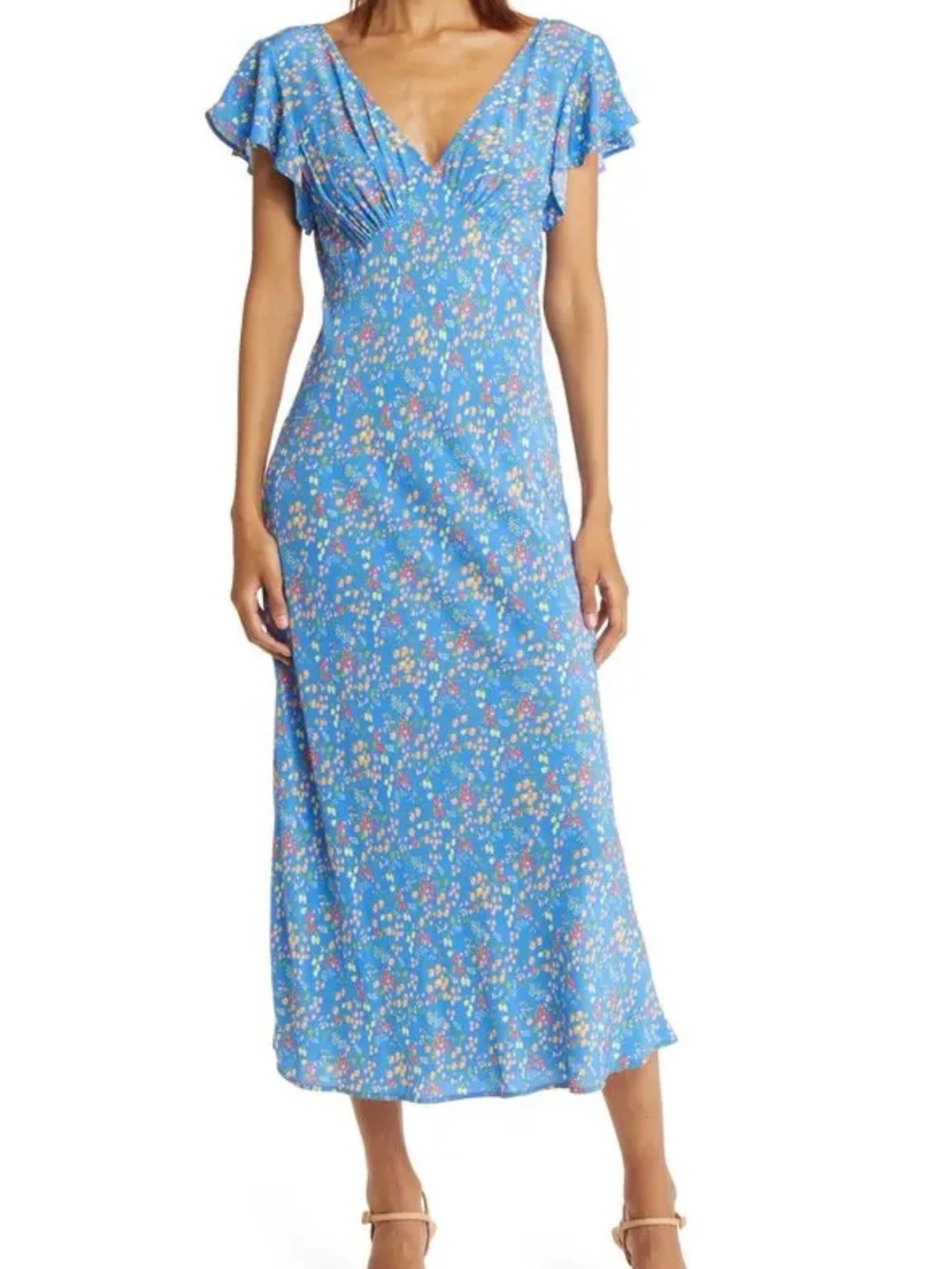 WORN ONCE Rails Krenz Blue Floral Midi Dress